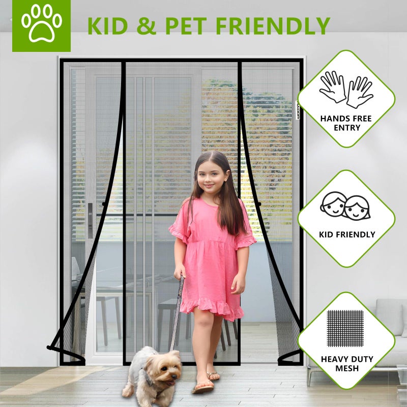 HADOR Magnetic Screen Door Mesh with Super Strong Magnets Fit Door Size 60"" X 80""  Mesh Size 62"" X 81"" Double Opening Door Net Screen for Sliding Glass Door  Large Patio Door and French Door - Image 4